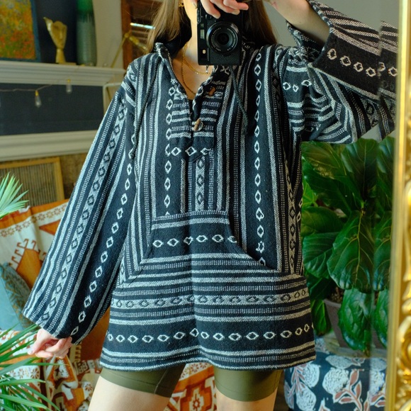 Authentic Bosnian hand woven thick cotton 90s / Y2K BOGO surfer pullover - Picture 3 of 8